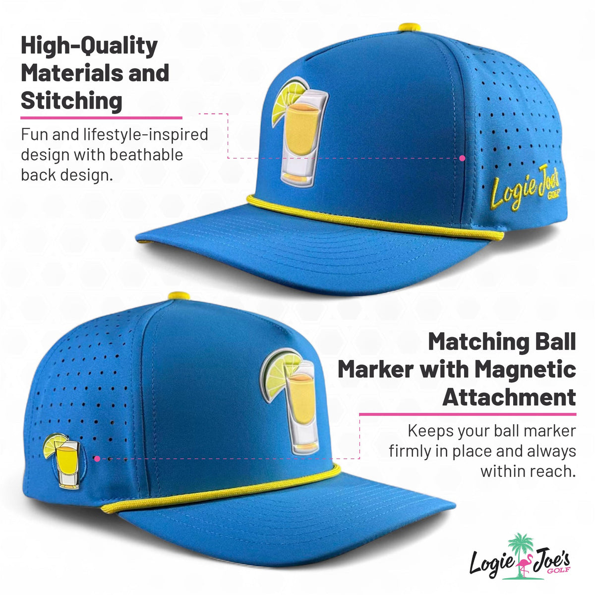 Crab Trap Golf Hat | Snapback Cap | Built-in Magnetic Ball Marker Holder + Marker Included | Adjustable | One Size