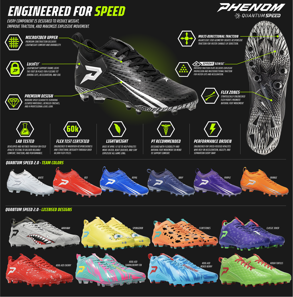 Phenom Elite Quantum Speed 2.0 Football Cleats - Red