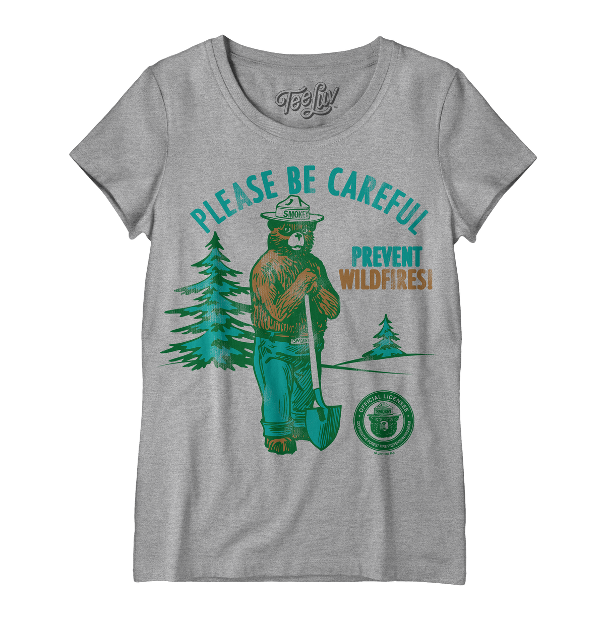Smokey Bear Please Be Careful Prevent Wildfires  Women's Scoopneck T-Shirt - Gray