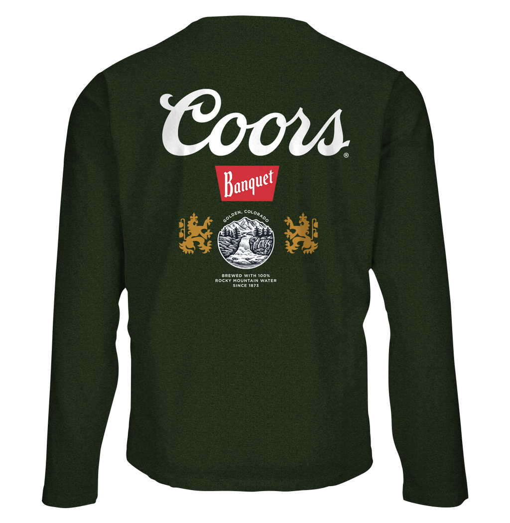 Coors Banquet Long Sleeve Beer Logo T-Shirt - Forest Green