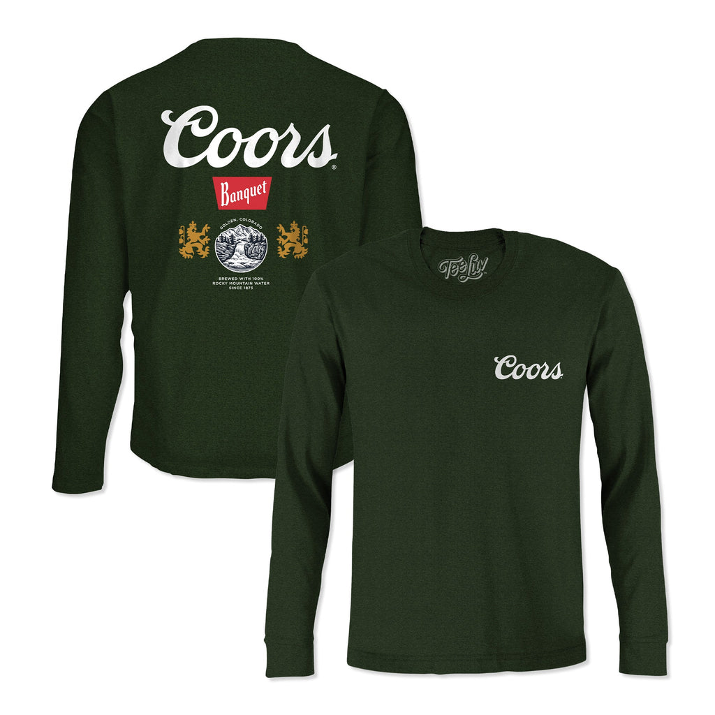Coors Banquet Long Sleeve Beer Logo T-Shirt - Forest Green