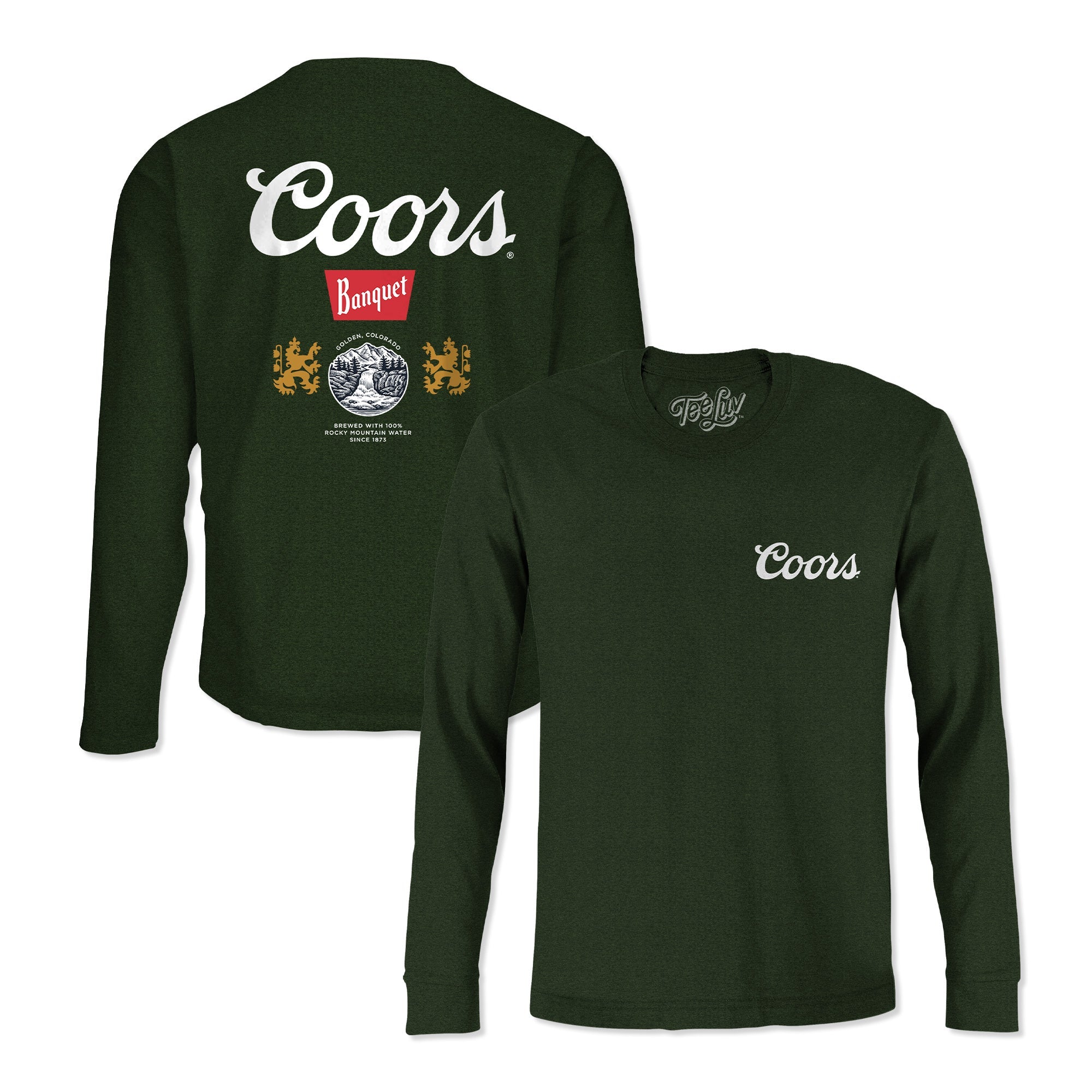 Coors Banquet Long Sleeve Beer Logo T-Shirt - Forest Green