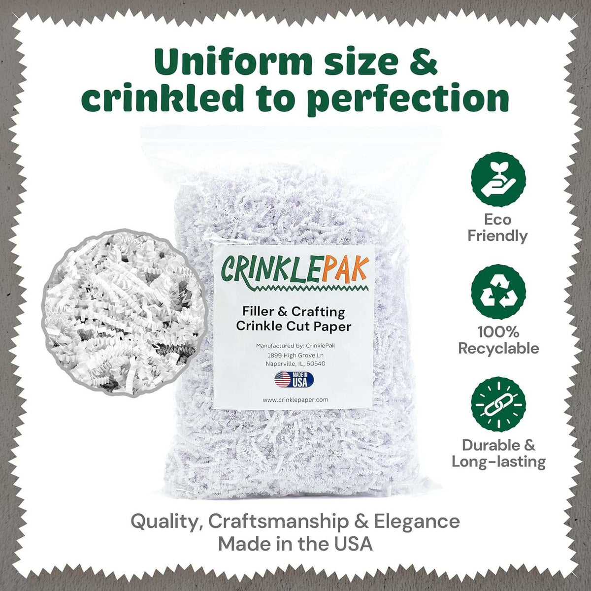 10 LB White Crinkle Paper