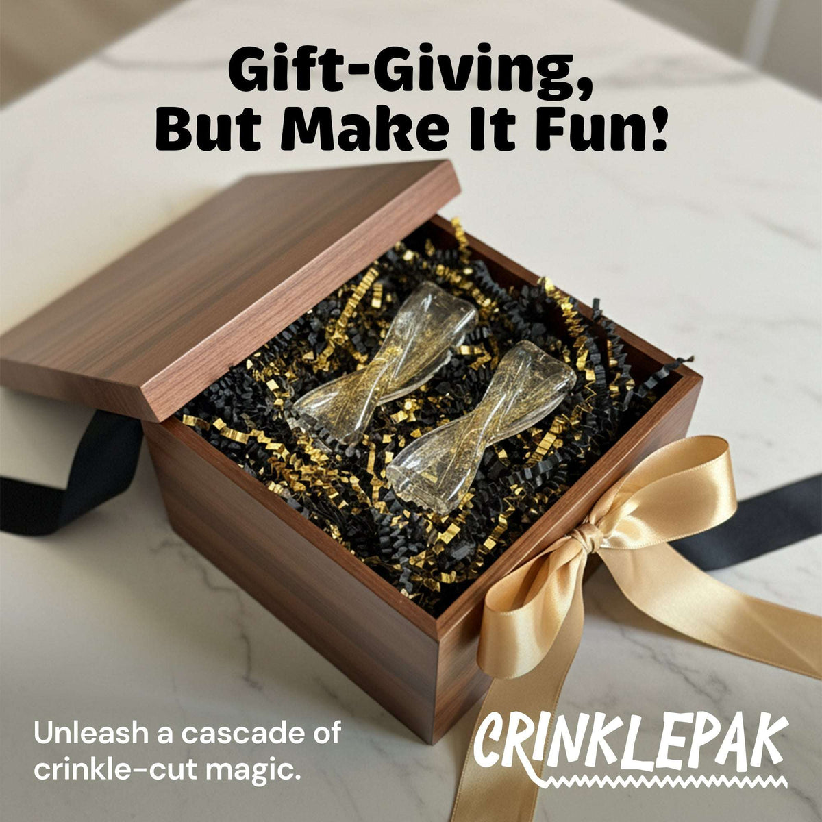 10lb Crinkle Paper Filler 10lb Black and Gold Metallic
