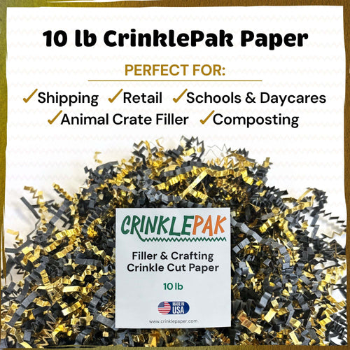 10lb Crinkle Paper Filler 10lb Black and Gold Metallic