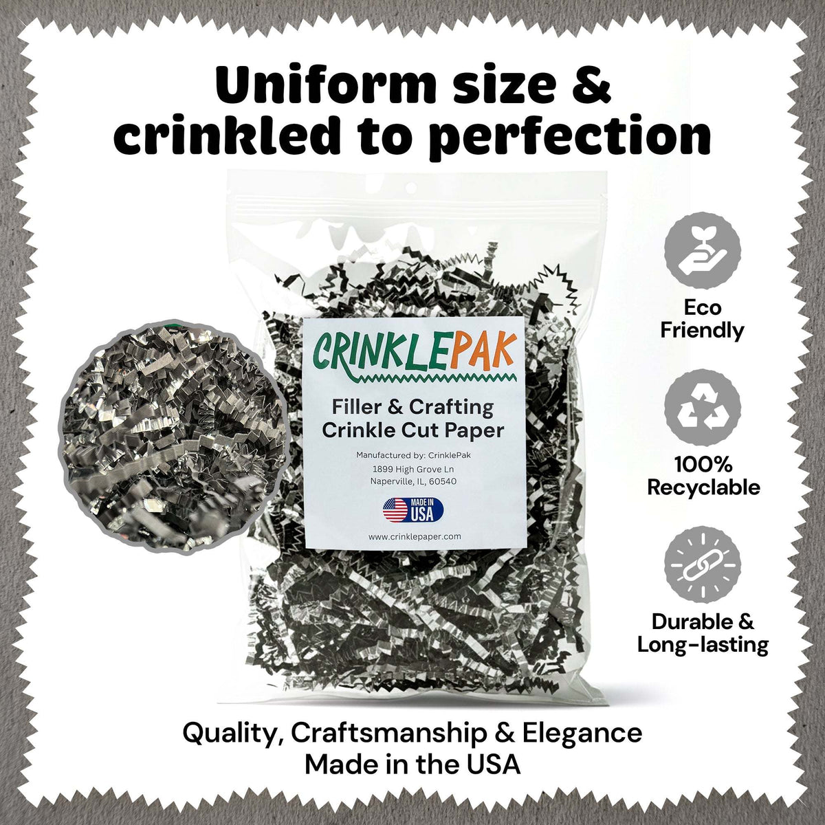 10lb Black Silver Metallic Premium Crinkle Paper
