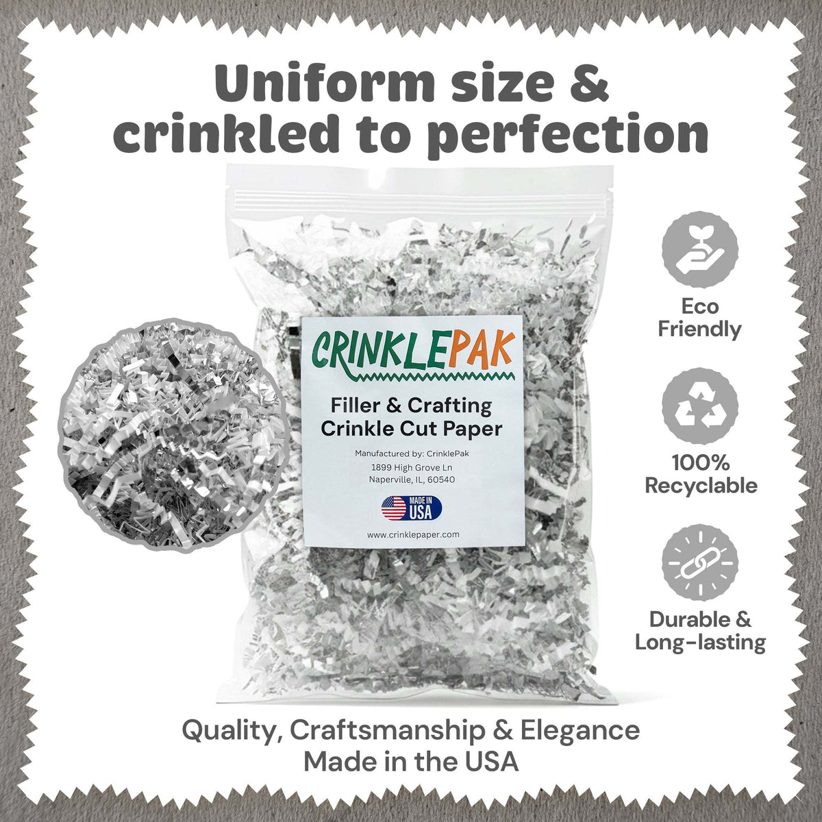 10LB Premium White Silver Crinkle Paper