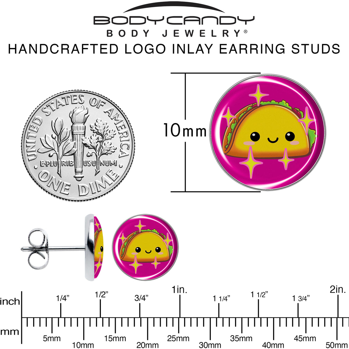 Mexican Fiesta Cute Taco Stud Earrings by Onyx O