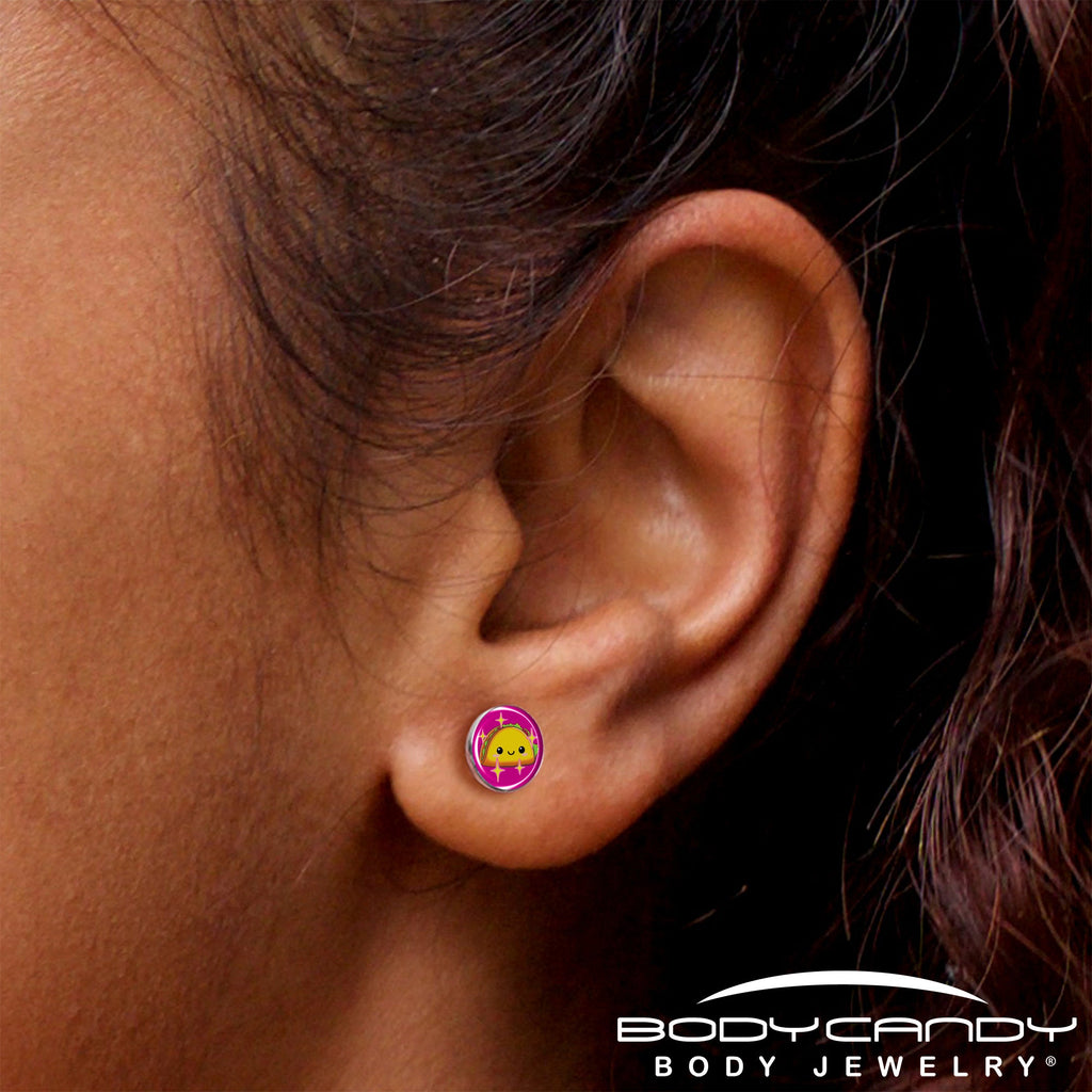 Mexican Fiesta Cute Taco Stud Earrings by Onyx O