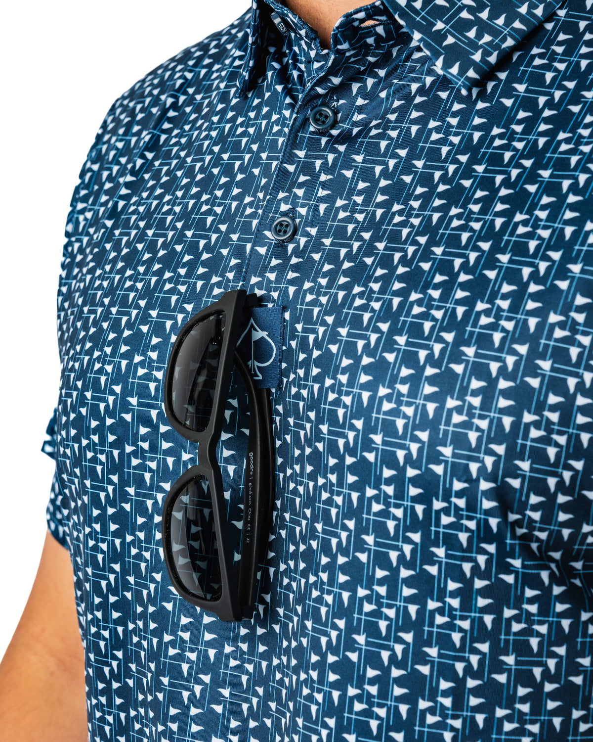 Flag Stick - Navy and White Golf Polo