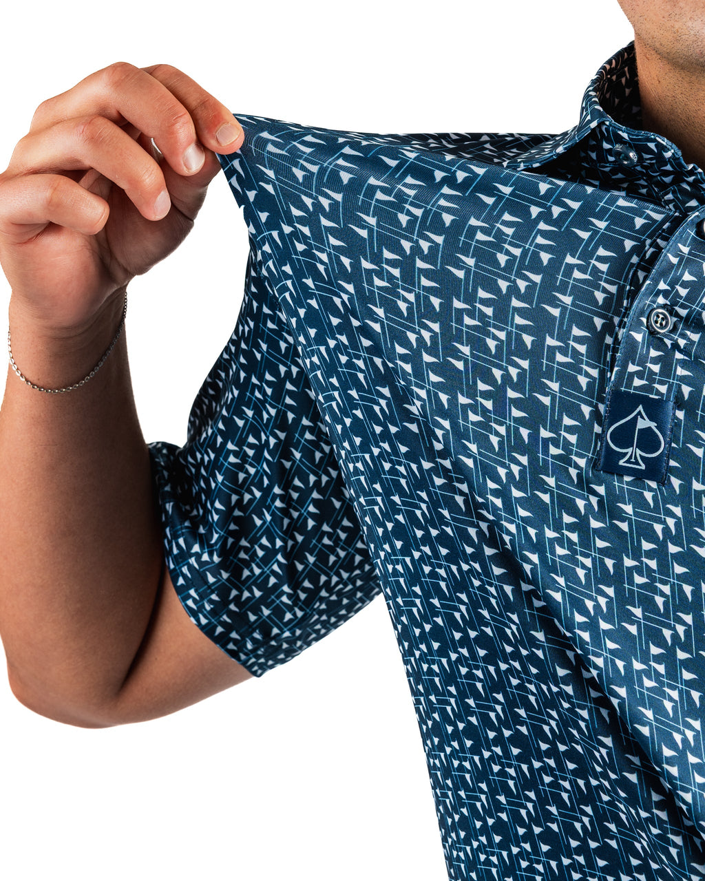 Flag Stick - Navy and White Golf Polo