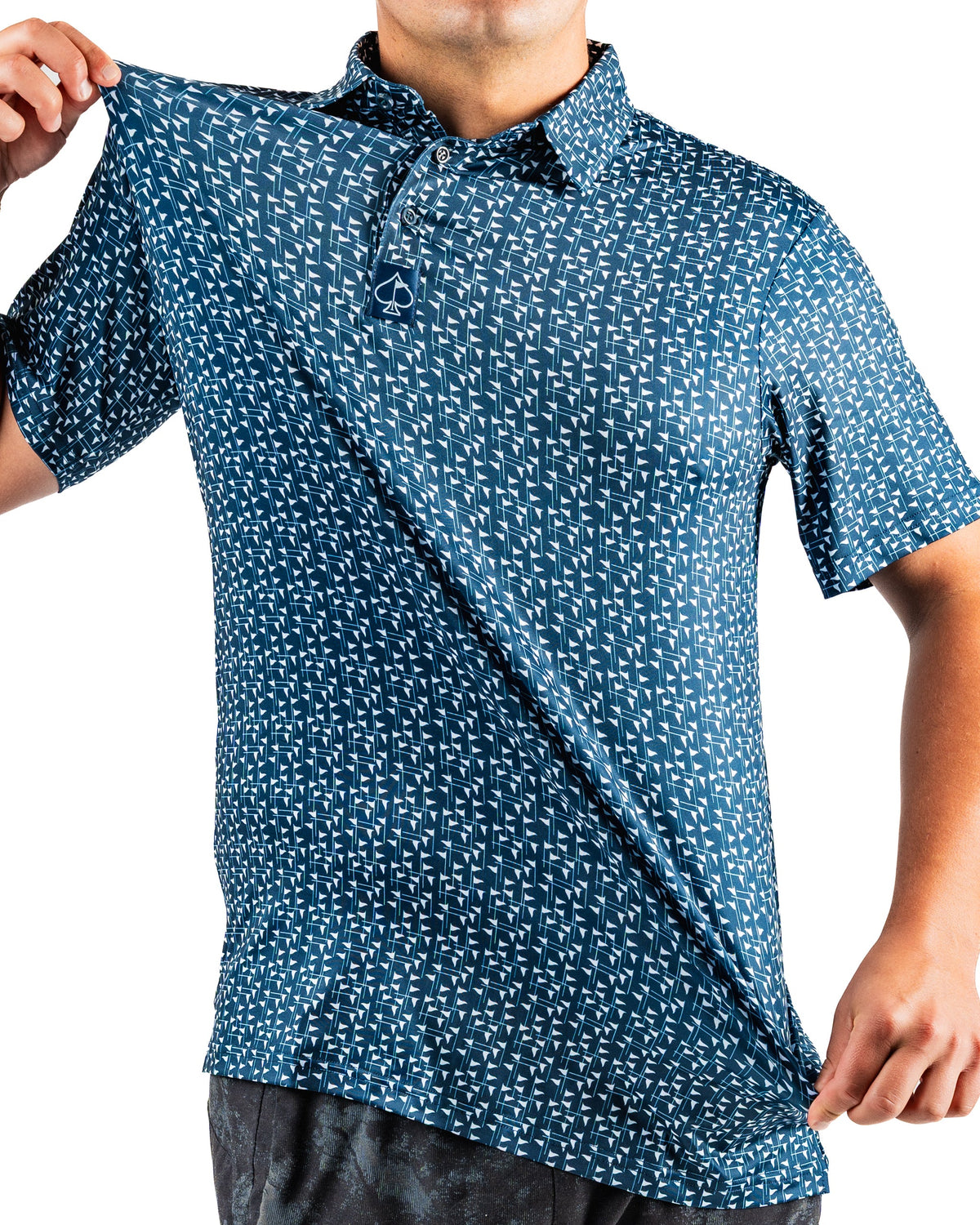 Flag Stick - Navy and White Golf Polo