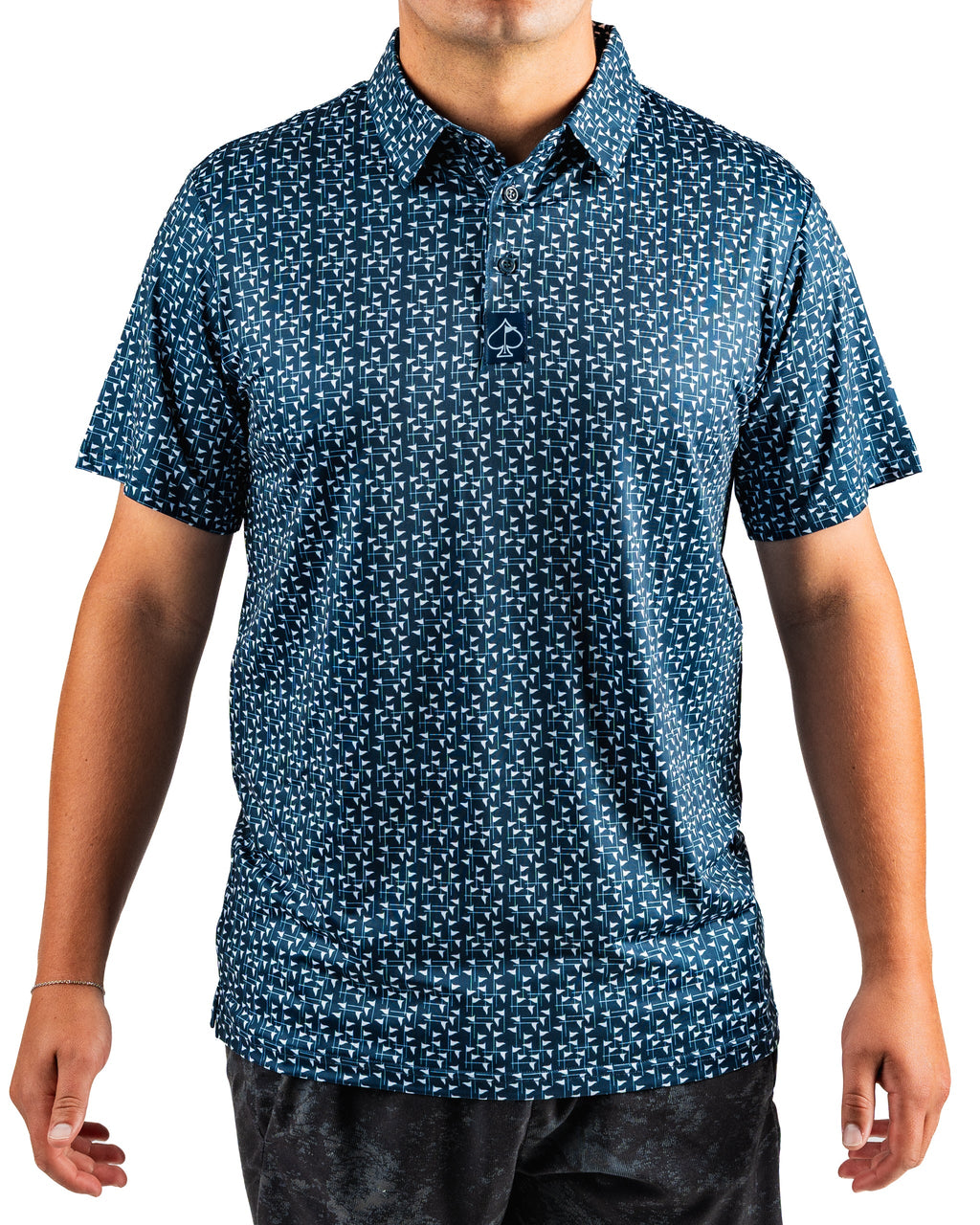 Flag Stick - Navy and White Golf Polo