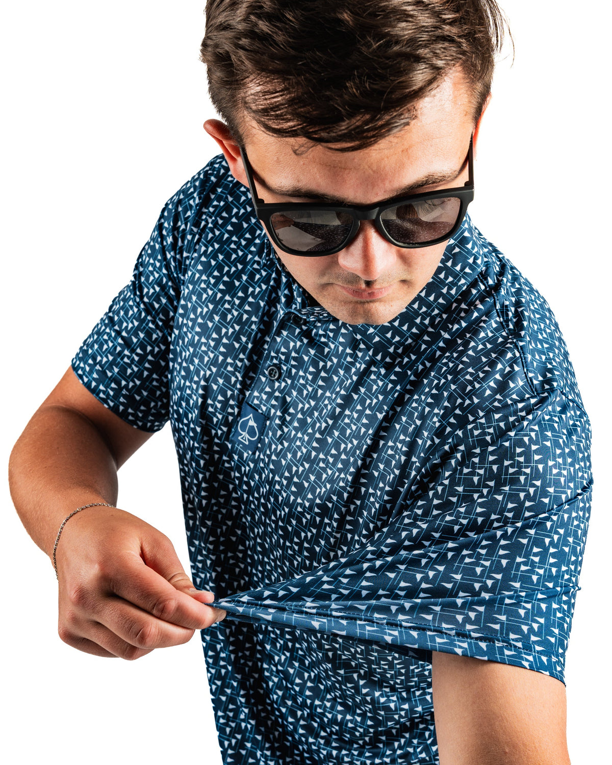 Flag Stick - Navy and White Golf Polo