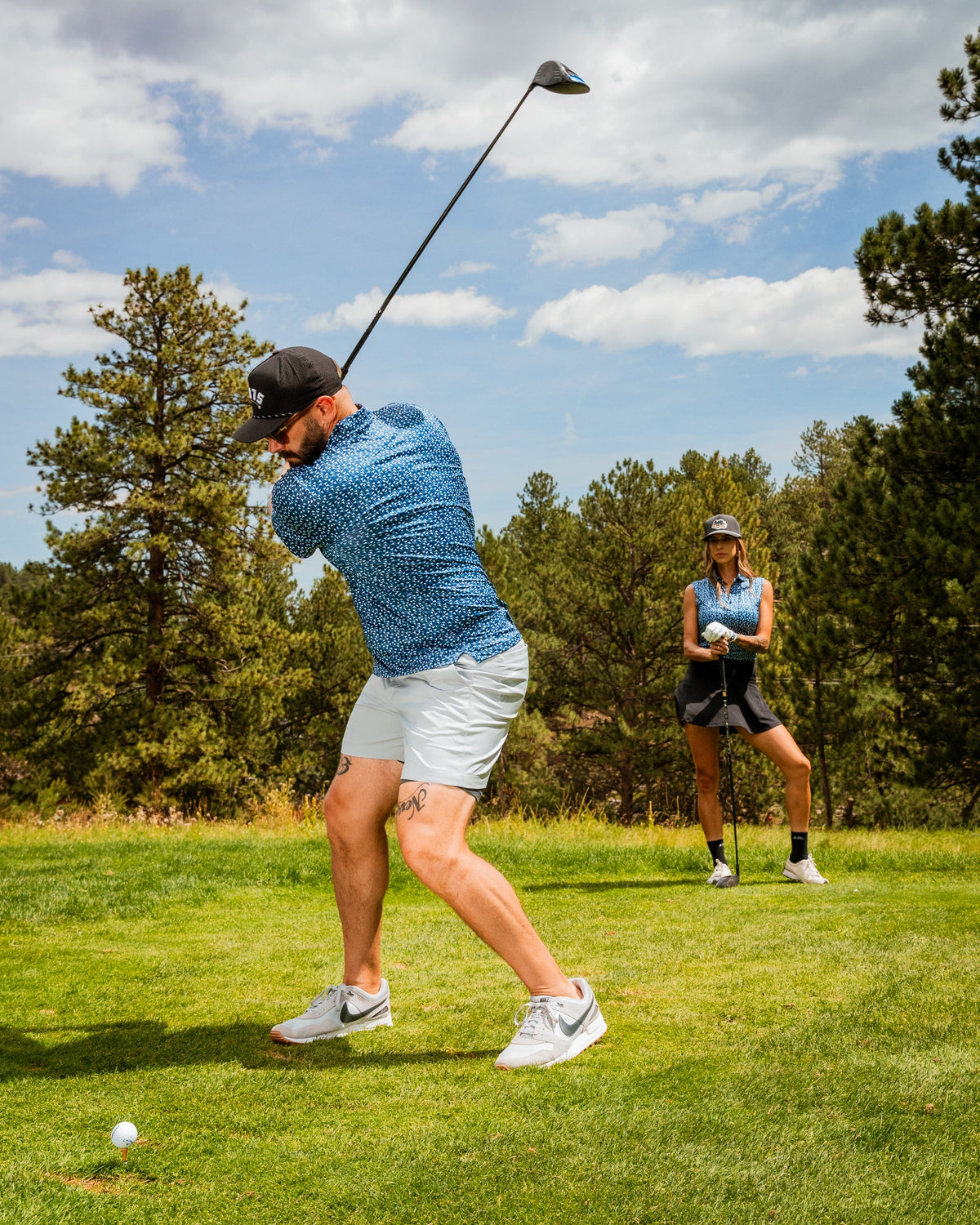Flag Stick - Navy and White Golf Polo