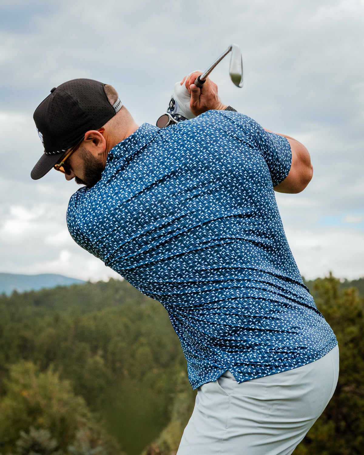 Flag Stick - Navy and White Golf Polo