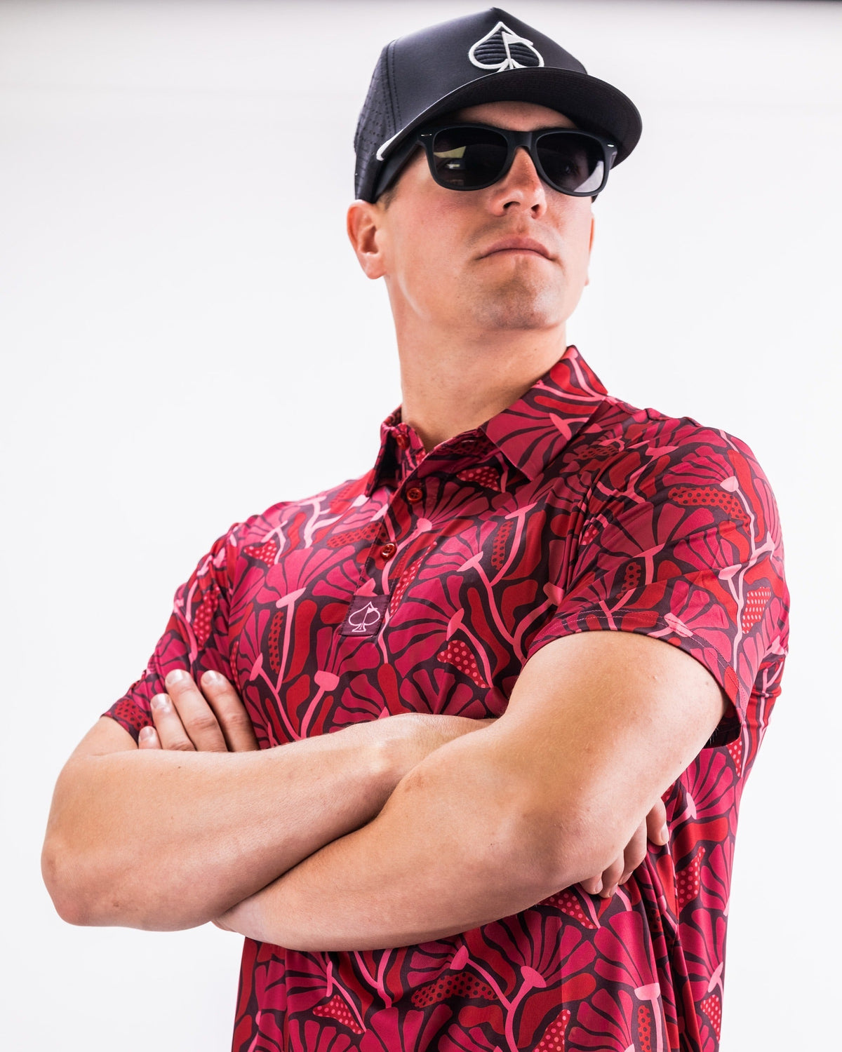 Garden Party Crimson Bloom Golf Polo