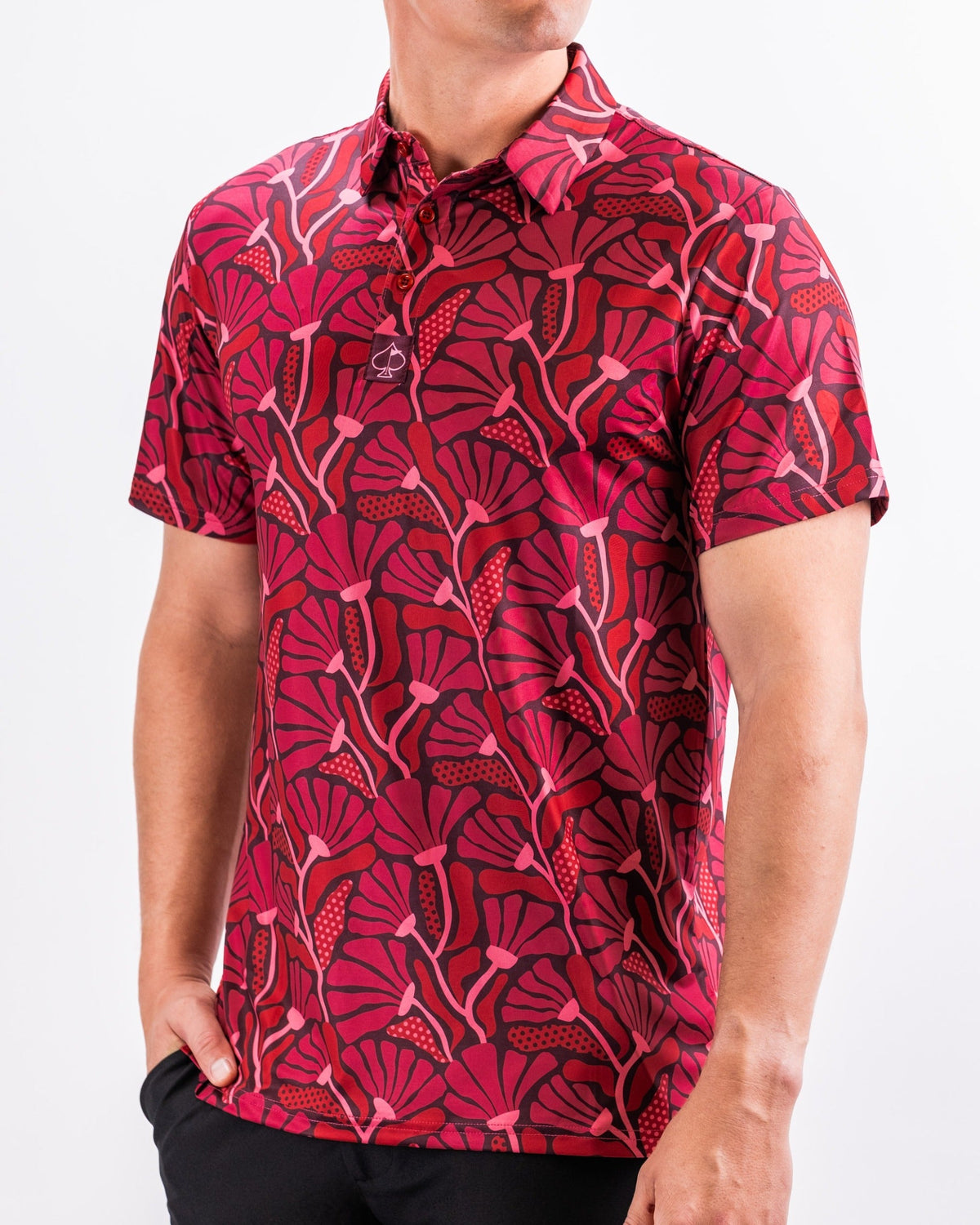 Garden Party Crimson Bloom Golf Polo