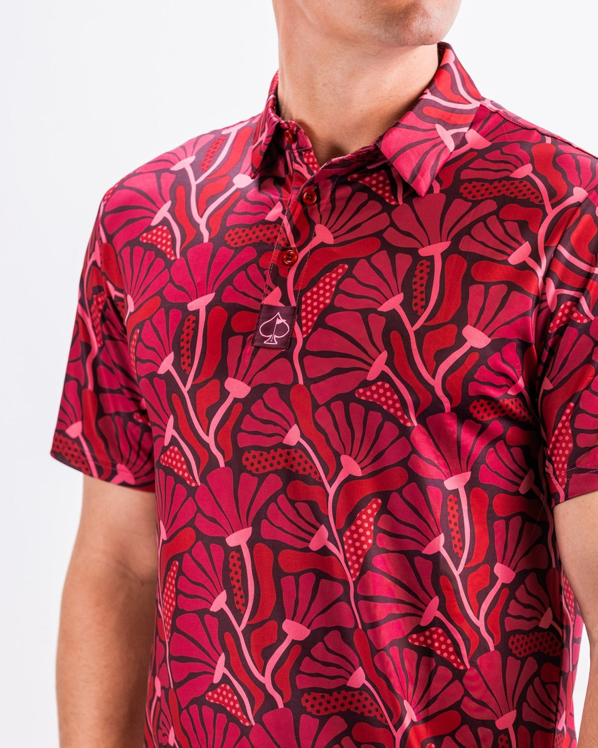 Garden Party Crimson Bloom Golf Polo