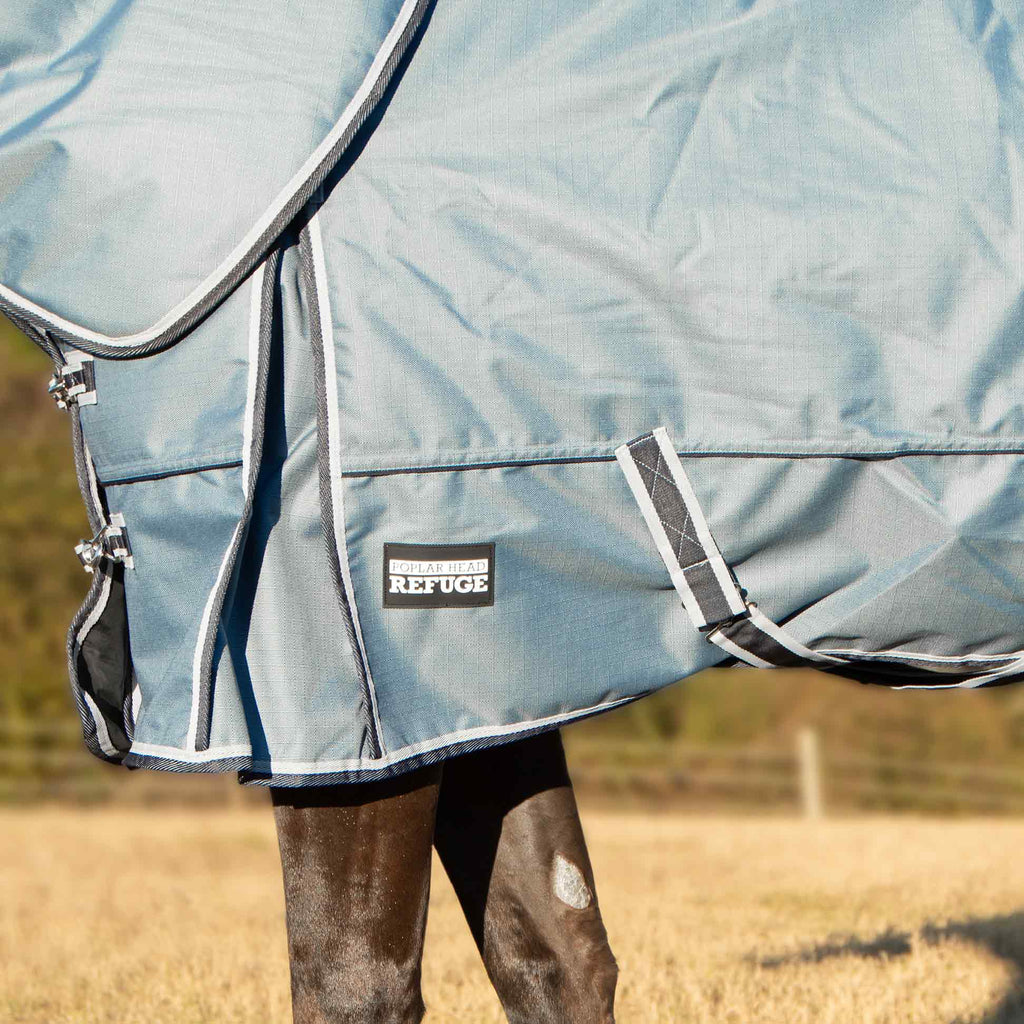 Jeffers Poplar Head "Refuge" 1200 Denier Turnout Blanket with Detachable Neck, 240 Gram, Hamilton Blue