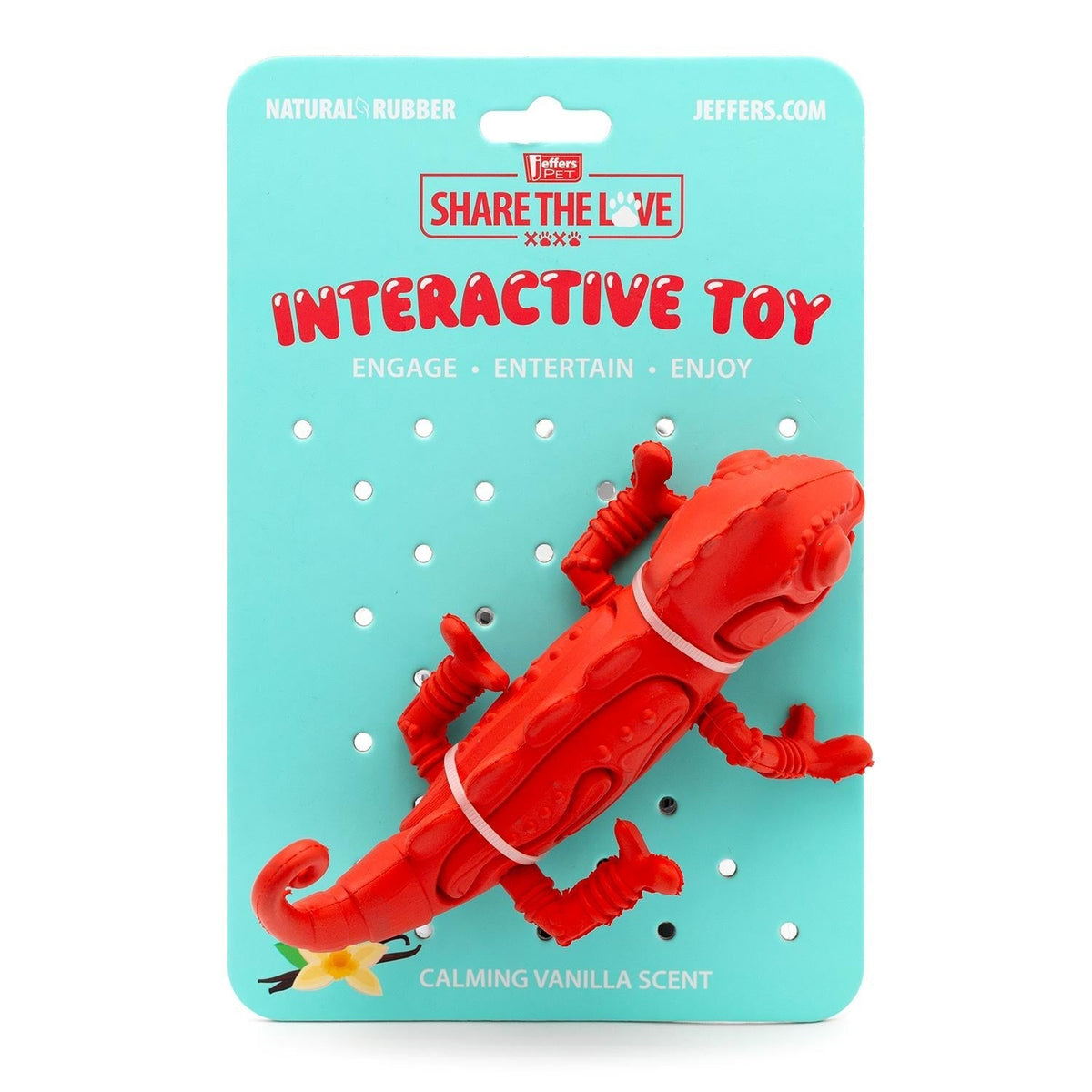Jeffers Red Chameleon Natural Eco-Friendly Rubber Dental Dog Chew Toy for Medium Chewers