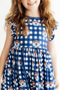 Auburn Plaid Aubie Flutter Twirl Dress